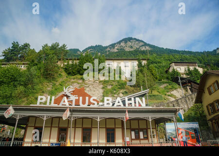 Luzern, 16. JULI: Der Bahnhof Pilatus am 16. JULI 2017 in Luzern, Schweiz Stockfoto