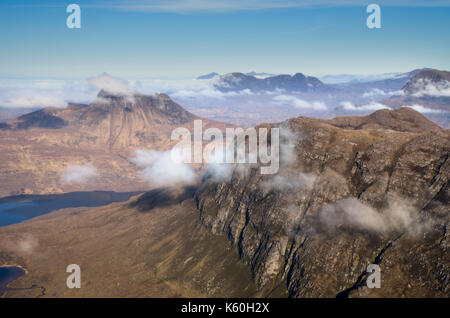 Blick vom Gipfel des Fiddler, Sgurr eine Fhidhleir, Assynt, North West Highlands, Schottland, Großbritannien Stockfoto