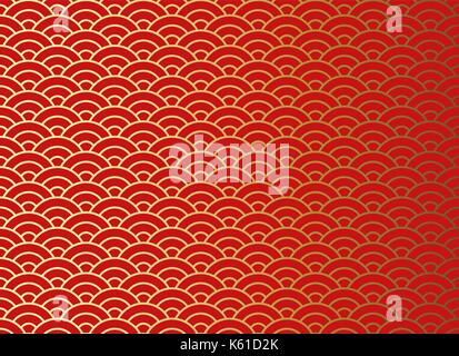 Chinesische traditionelle orientalische Ornament Hintergrund, rote Goldene Wolken Muster Nahtlose. Stock Vektor