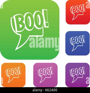 Buh, Comic Text Sprechblase Set Color Collection Stock Vektor