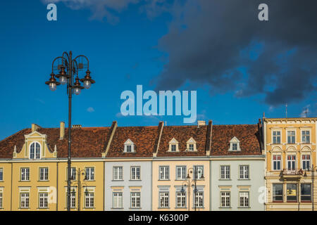 Bydgoszcz, Polen - August 2017: Bunte Fassaden der alten Häuser in der Altstadt Stockfoto