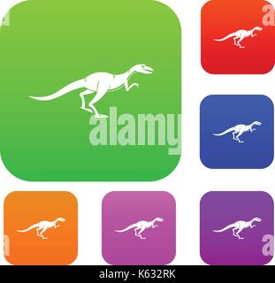 Velyciraptor Set Color Collection Stock Vektor