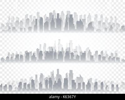 Vektor isoliert Silhouette der großen Stadt Stadt, Wolkenkratzer, Business Center. Dämmerung, blau Sonnenuntergang, Panorama der Stadt am Horizont, urban design Vector Illustration. Stock Vektor