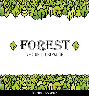 Forest green line Art Bäume Hintergrund Vektor-illustration Vorlage gedruckt für Broschüre, Karte, Plakat, Broschüre Abdeckung Stock Vektor