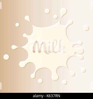 Milch logo Fleck, weißen Fleck auf milchige Farbe Hintergrund. Dairy product design Element Vorlage, Vector Illustration. Stock Vektor