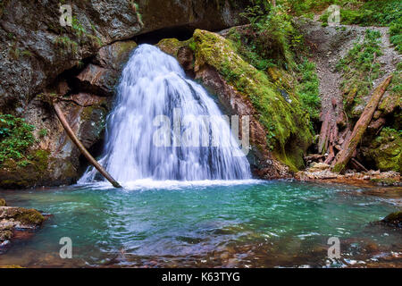 Ventilator Wasserfall auf galbena Schlucht in Rumänien Stockfoto