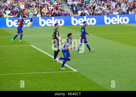 Neymar Jr - 6/5/17 Barcelona gegen Villarreal Fußball-Liga Match im Camp Nou, Barcelona. Stockfoto