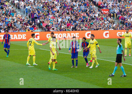 6/5/17 Barcelona gegen Villarreal Fußball-Liga Match im Camp Nou, Barcelona. Stockfoto