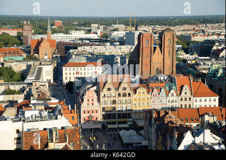 Gotische kosciol Sw Wojciecha (St. Adalbert Kirche), gotische kosciol Sw Marii Magdaleny (St. Maria Magdalena Kirche) und die Altstadt von St. Elizabeth gesehen Stockfoto