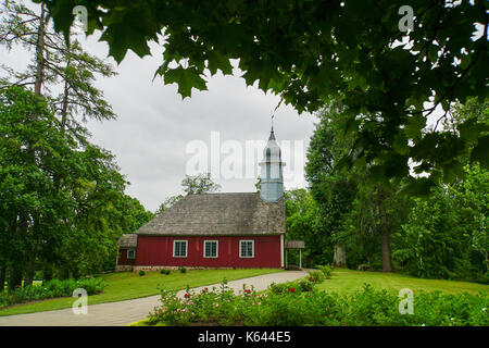 Die hölzerne Kirche Gebäude, Burg Turaida, Sigulda, Lettland Stockfoto