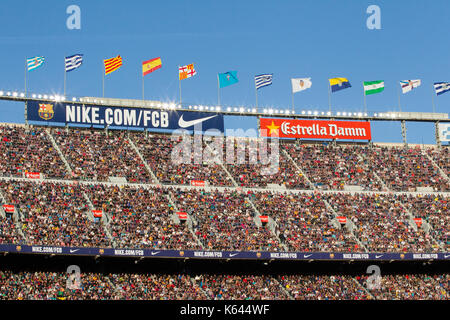 Fans im Camp Nou, Barcelona - 6/5/17 Barcelona gegen Villarreal Fußball-Liga. Stockfoto