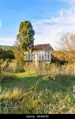 Ein altes Steinhaus in der Provence, in der Nähe von brignoles (gareoult) im Süden Frankreichs Stockfoto