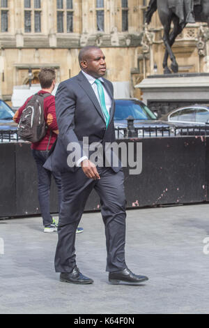 London, Großbritannien. 11 Sep, 2017. Britische Labour Party Politiker David Lammy Wer ist der MP für Tottenham kommt im Parlament in Westminster Credit: Amer ghazzal/Alamy leben Nachrichten Stockfoto