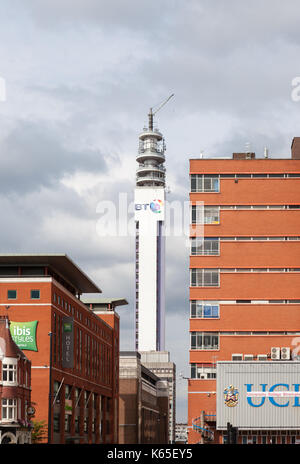 BT Tower in der Mitte der Stadt von Birmingham, West Midlands, UK. Stockfoto