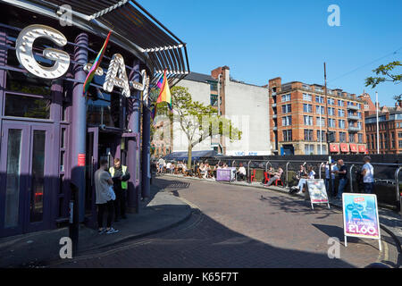 Manchester, Großbritannien - 10 Mai 2017: Die Außenansicht der Gebäude in Manchesters Gay Village Stockfoto