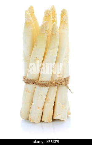 Weißer Spargel Bündel Gemüse auf weißem Hintergrund Stockfoto