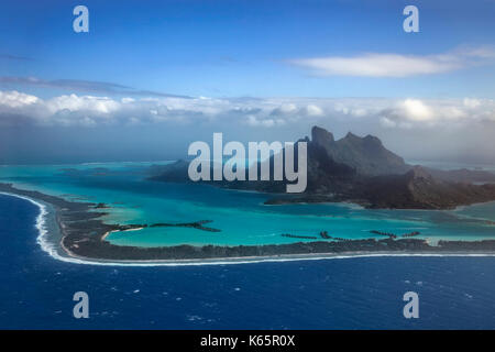 Luftaufnahme, Bora Bora Bora Island, Gesellschaft Islands, Französisch-Polynesien Stockfoto