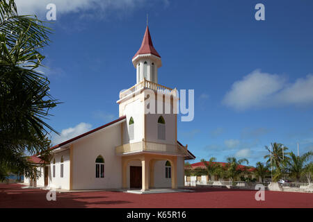 Maohi Evangelische Kirche in Anau, der Insel Bora Bora, Gesellschaftsinseln, Französisch Polynesien Stockfoto