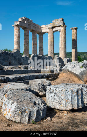 Zeus Tempel, antike Nemea, Corinthia, Peloponnes, Griechenland Stockfoto