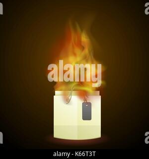 Brennendes Papier Shopping Bag Stock Vektor