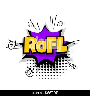 ROFL, LOL, lustig-Schriftzug. Comics buch Ballon. Blasensymbol rede Phrase. Cartoon font Label tag Ausdruck. Comic Text Sound Effekte. Klingt Vektor Stock Vektor