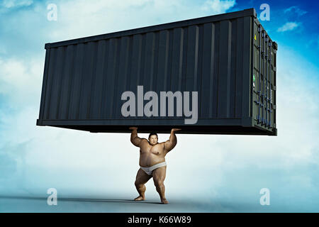 Sumo-ringer anheben Cargo Container Stockfoto