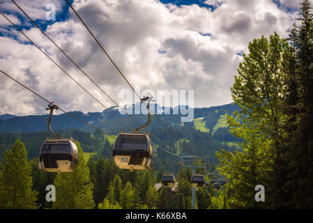 Seilbahn Gondel in Whistler Village. Stockfoto