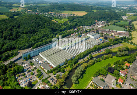 Bilstein Trade KG, bilstein Kaltband, Hohenlimburg Zentrum, Hagen, Ruhrgebiet, Nordrhein-Westfalen, Deutschland Europa, Hagen, Lenne, aeri Stockfoto