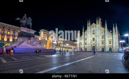 Der Mailänder Dom, die Piazza del Duomo in der Nacht, Lombardei, Italien Stockfoto