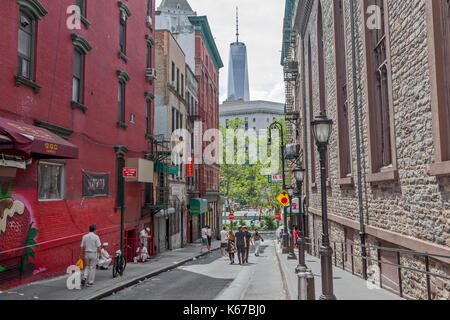 Einen Blick auf die Freedom Tower von Chinatown in New York City. Stockfoto