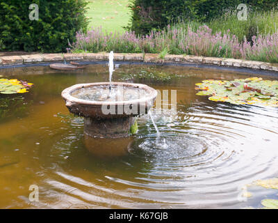 In der Nähe von fließenden Brunnen draußen im Garten; England; UK Stockfoto