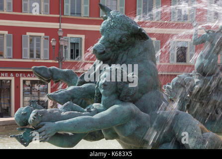 Fontaine du Soleil, Place Massena, Nizza, Frankreich Stockfoto