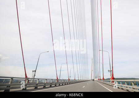 Russland, die Brücke über das goldene Horn in Wladiwostok Bucht Stockfoto