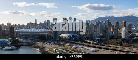 Antenne Panaramic Vancouver City Skyline Blick. Bild in British Columbia, Kanada. Stockfoto