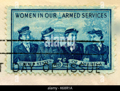 1952 US-Briefmarke zum Gedenken an die Frauen in den Vereinigten Staaten Streitkräfte. Stempel ist von meiner persönlichen Briefmarkensammlung. Stockfoto