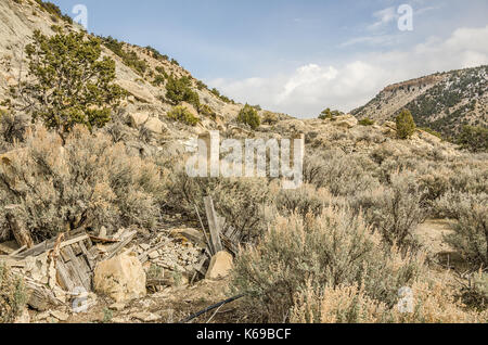 Die Reste von Peerless, Utah, also die Mischung gut mit der Umgebung, dass sie leicht zu verpassen, auch wenn sie für Sie suchen Stockfoto