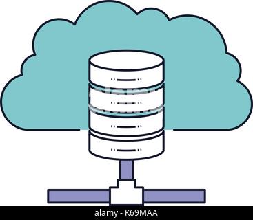 Cloud und Netzwerk Server Storage Symbol in Farbe Abschnitt Silhouette Stock Vektor
