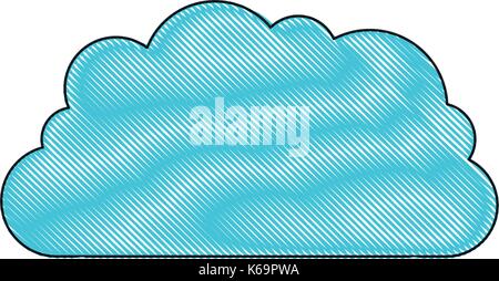 Cloud Storage Data Service Symbol in Farbe Kreide Silhouette Stock Vektor