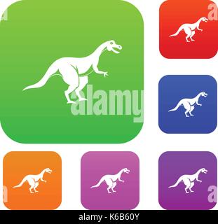 Theropode Saurier Set Color Collection Stock Vektor