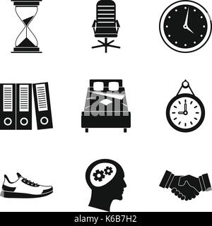 Arbeitszeit Icon Set, einfachen Stil Stock Vektor