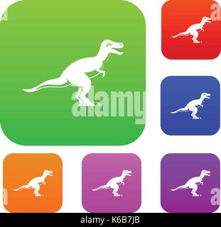 Theropode Saurier Set Color Collection Stock Vektor