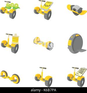 Balancing scooter Symbole, Cartoon Stil Stock Vektor