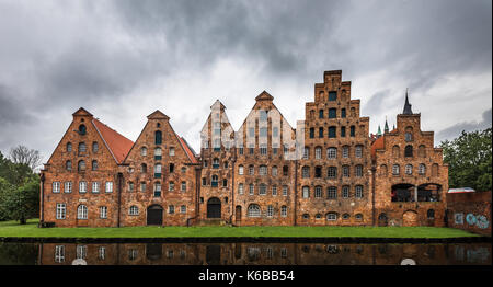 Salzspeicher, historische Salz Lagerhallen in Lübeck, Deutschland Stockfoto