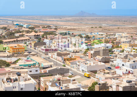 Kap Verde SAL Antenne hoch Blick von Espargos, die Hauptstadt der Insel Sal, Kap Verde, Atlantik, Afrika Insel Sal, Kap Verde, Afrika Stockfoto