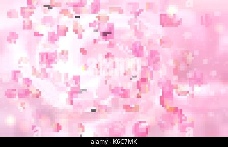 Vektor zarte Hintergrund mit fallender rosa Rosenblättern Stock Vektor