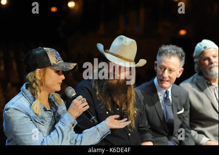 September 11, 2016 - MIRANDA LAMBERT spricht während einer Pressekonferenz Dienstag für George Strait Hand in Hand Hurrikan Harvey Benefizkonzert in San Antonio. Hören Künstler CHRIS STAPELTON, Lyle Lovett, ROBERT EARL scharf. Credit: Robin Jerstad/ZUMA Draht/Alamy leben Nachrichten Stockfoto