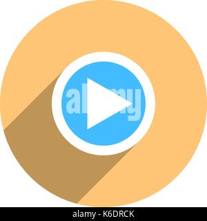 Es in allen ihren Designs verwenden. Pfeil Symbol Wiedergeben im Kreis Form. Multimedia Audio Video Interface Button in flachen langen Schatten Stil. Vektor illu Stock Vektor