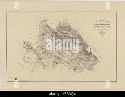 Carte Topographique du Canton de Saint Pierre sur Dives 1840 Stockfoto