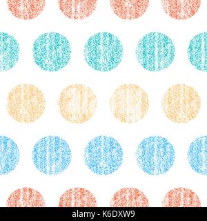 Es in allen ihren Designs verwenden. Nahtlose Muster mit Farbe Polka Dots. Kreis Form mit alten bemalten Textur. Retro Vintage Wallpaper. Vektor illustratio Stock Vektor