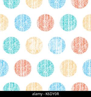 Es in allen ihren Designs verwenden. Nahtlose Muster mit Farbe Polka Dots. Kreis Form mit alten bemalten Textur. Retro Vintage Wallpaper. Vektor illustratio Stock Vektor